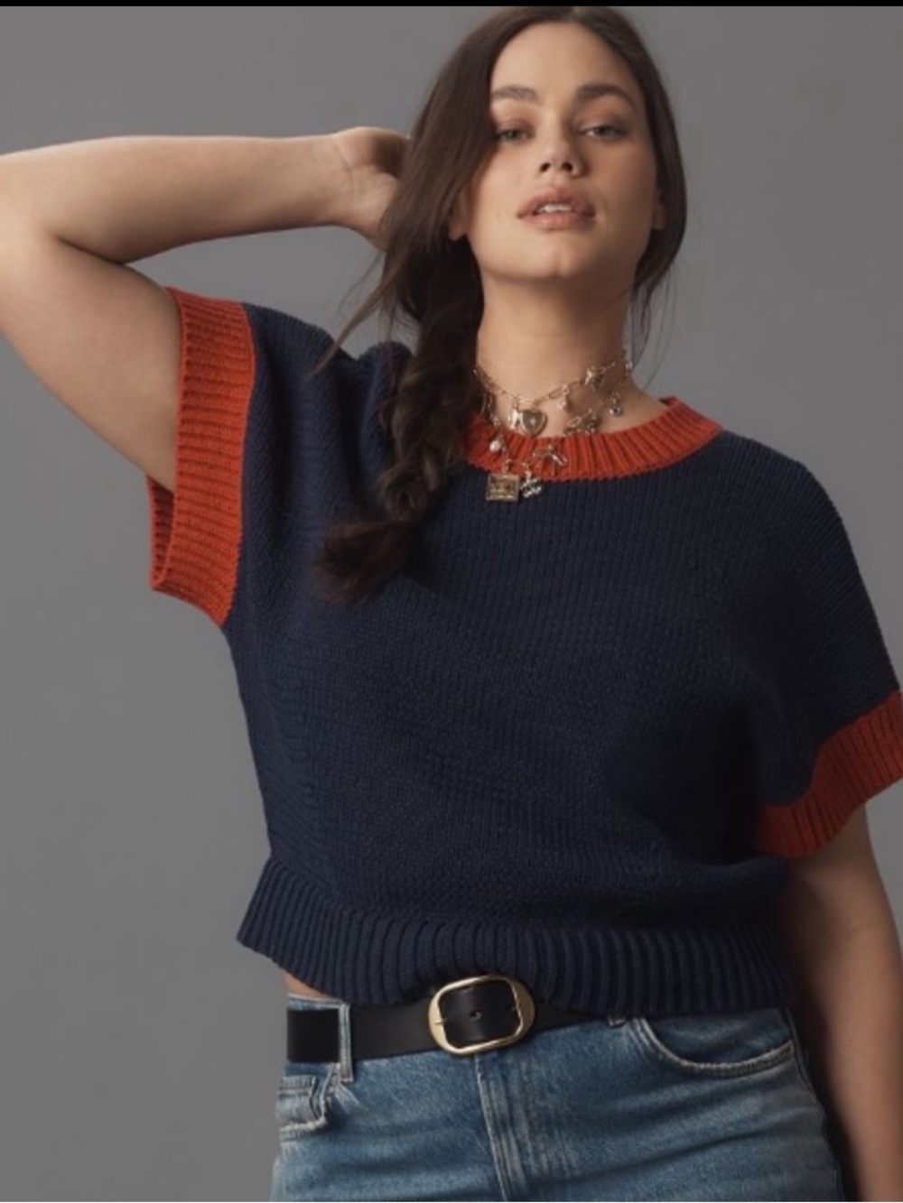 NWT Anthropologie The Pippa Crew-Neck Sweater by Maeve: Cap-Sleeve Edition XL